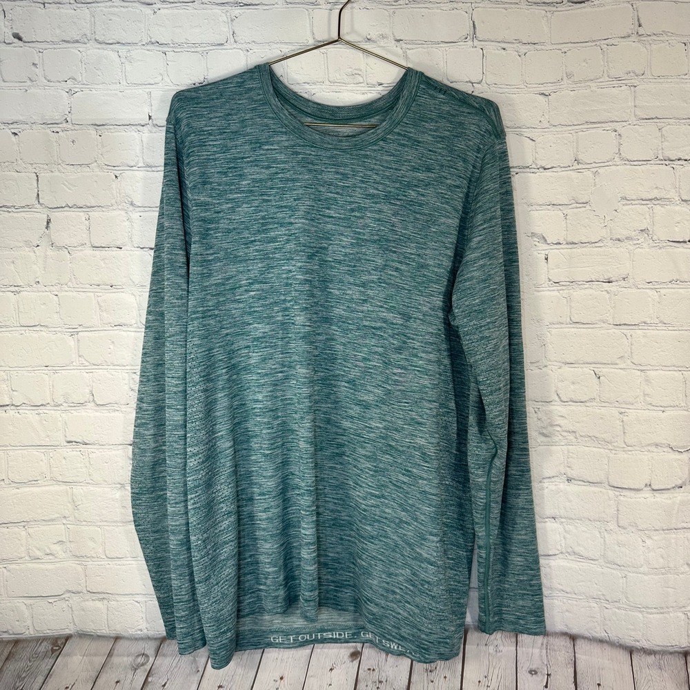 Lululemon Metal Vent Tech Long Sleeve Shirt Mens Large Teal Space Dye Heathered
